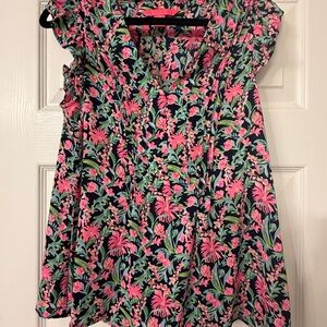 Lilly Pulitzer Floral Top - Low tide navy -Garden variety
